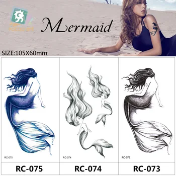Rocooart RC073-75 Moda Mermaid Design Wodoodporny Tymczasowe Tatuaże Naklejki Ryb Dla Kobiet Fałszywy Tatuaż pożyczył od taty Tatuagem Do tatuazy