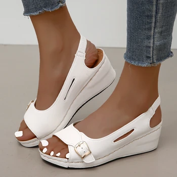 Sandalias Mujer/ 2022 r. buty Damskie na koturnie Damskie Letnie Wygodne Sandały Bez zapięcia Sandały na płaskiej podeszwie Sandały na platformie