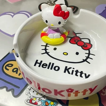 Sanrio Hello Kitty Kreatywny Ceramiczna Popielniczka Do Salonu Gry Planszowe Proste Popielniczki Akcesoria Do Domowego Stołu Akcesoria Do Domowego Stołu