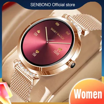 SENBONO 2022 Inteligentny Zegarek Dla Kobiet Sportowe Fitness Śledzenia IP68 Wodoodporny Rytmu serca Krwi Pressu Bransoletka Smartwatch z systemem IOS Android