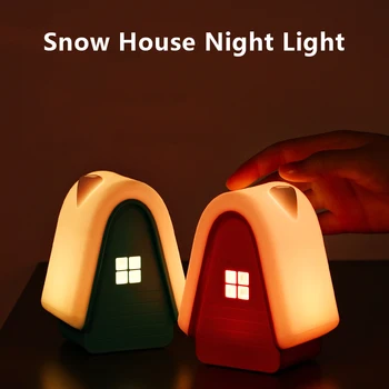 Silikonowa lampka Nocna Dla Dzieci USB lampka Nocna Wystrój Pokoju Urodziny, Prezent na boże Narodzenie, Śnieg, Dom, Akumulator Oprawa