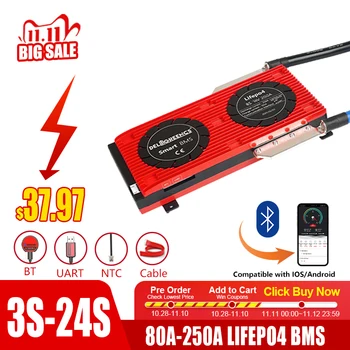Smart BMS LiFePO4 3S 4S 6S 7S 8S 10S 12S 13S 14S 15S 16S 17S 20S 24S 3,2 W Bluetooth Aplikacja Uart Kabel Do baterii litowej