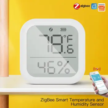 Tuya Smart ZigBee Czujnik temperatury i wilgotności, Higrometr, Termometr pokojowy, wyświetlacz LCD, Aplikacji, Zdalne Sterowanie, Zmiana ℃/ ℉