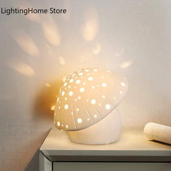 Twórczy ins Ceramiczna Lampa Stołowa Sypialnia szafkę nocną Lampkę nocną Dziewczyna Mała Lampa Projekcja Marzenie Grzyb Lampa Stołowa