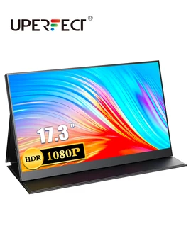 UPERFECT 17,3 Cala FHD 1080P Przenośny Monitor IPS HDR Gier Wyświetlacz Podwójny USB C Do Laptopów Samsung MAC Surface PS4, XBOX