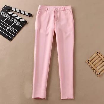 Wiosenno-jesienne nowe spodnie damskie, profesjonalne garnitur spodnie, jasno-różowe dziewięć spodni, cienkie spodnie damskie, spodnie