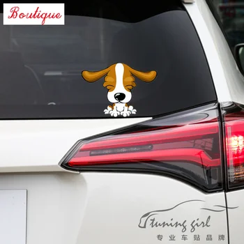 Wodoodporna pokrywa rysy 15 cm * 10 cm pies odblaskowe Beagle długa ucho kreskówka samochód naklejka przednia szyba auto tuning kreatywny D15