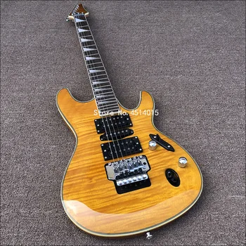 Wysokiej jakości 6-sekcję ciągu gitara elektryczna, ultra-cienka obudowa z тигровым wzorem z klonowego forniru, specjalna cena na vibrato-bridge.