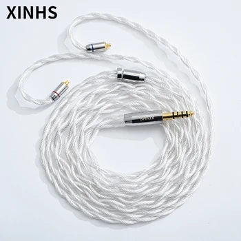 XINHS 4-Żyłowy Monokrystaliczny Miedziane Posrebrzane Przewód HIFI Upgrade Kabel Z 3.5/2.5/4.4 mm Wtyk MMCX/0,78 mm 2-pin/QDC Złącze