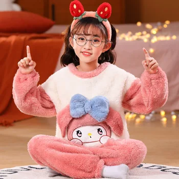 Zimowe dla Dzieci od piżamy Komplety Sanrio Kawaii z Wzorem anime 