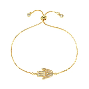 ZMZY Biżuteria Oko Hamsa Fatima Handmade Bransoletka Złoty Kolor Bransoletki dla Kobiet Kryształ Bransoletki Przyjaźni