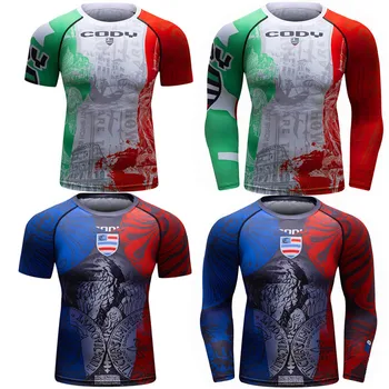 Рашгард Jiu Jitsu t-Shirt Dla Mężczyzn Boks MMA Kostiumy Bjj Kickboxing Treningowe Uciskowe koszulki Muay Thai Fightwear Bluza